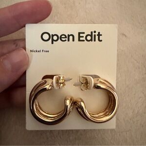 Open Edit Double Gold Hoop Earrings